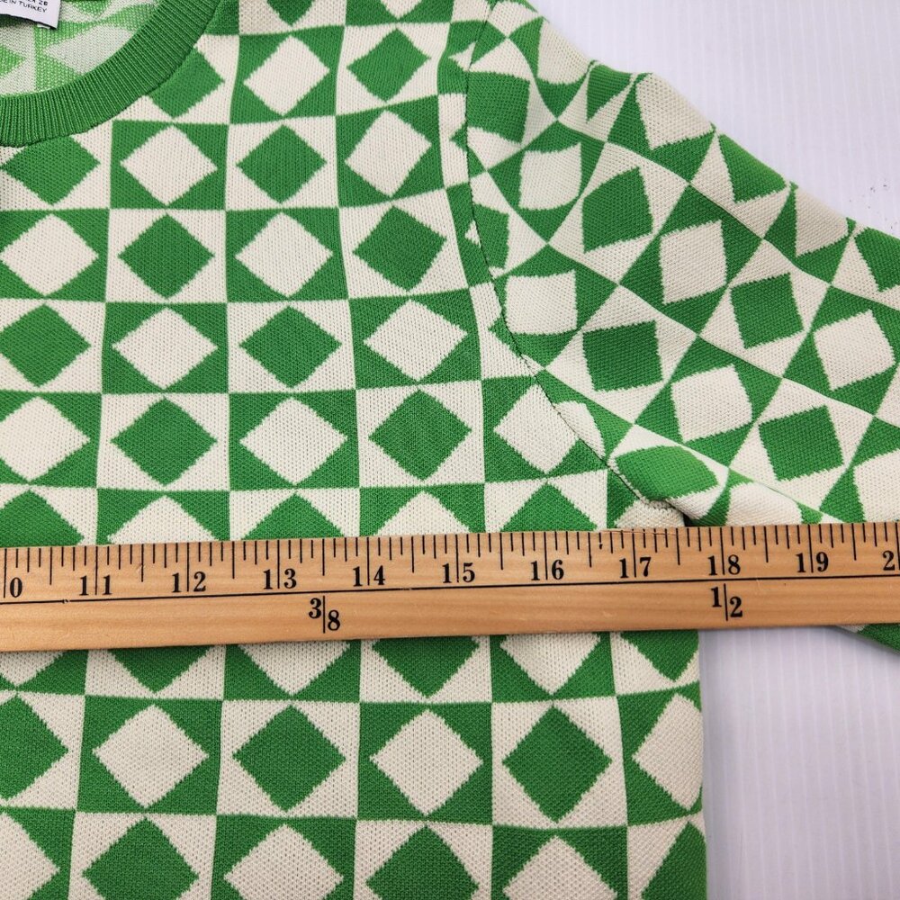 Zara Women's Green and Cream Cardigan, Lime Cream Cropped Button Up Top, Size Sm - Picture 7 of 8